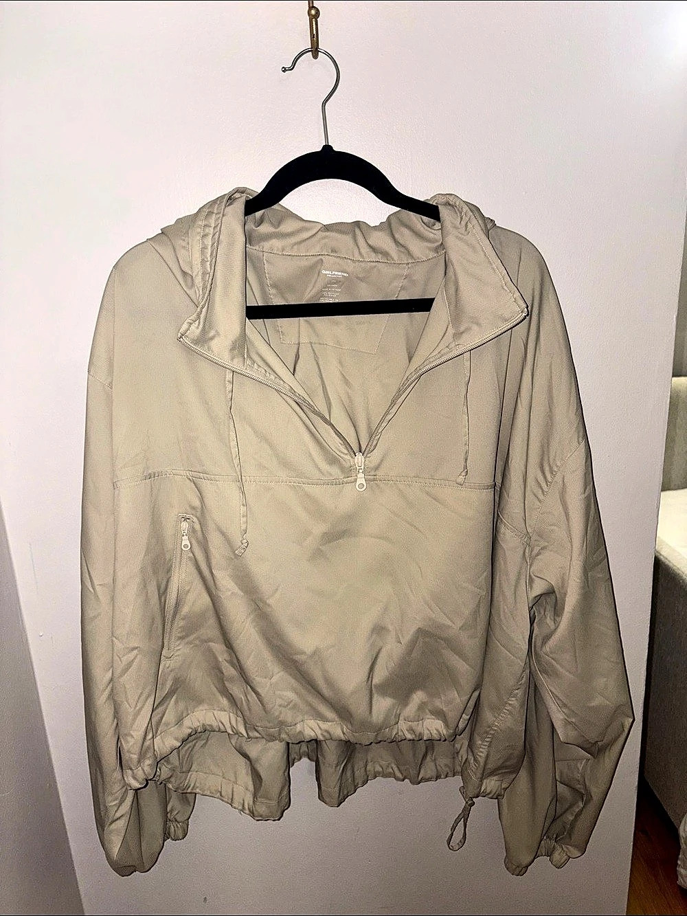 Girlfriend Collective Hooded Pullover Jacket in Beige Size 4XL
